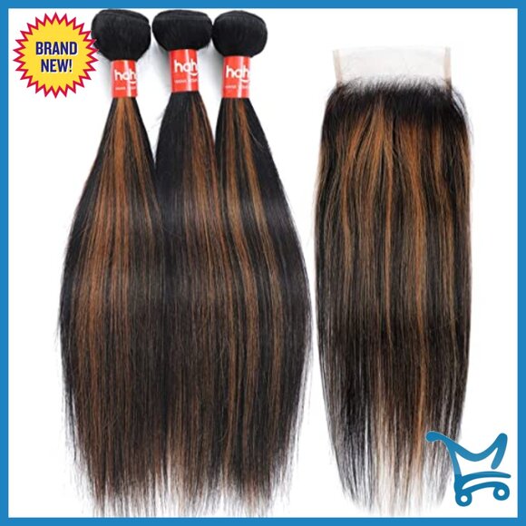 10A Remy Virgin Human Hair Extensions 3 Bundles with 4x4 Lace Closure